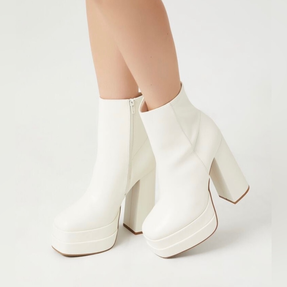 Cream Faux Leather Platform Boots | SABRINA CARPENTER BOOTS